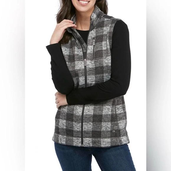 Calvin Klein Gray Plaid Vest - Picture 1 of 5